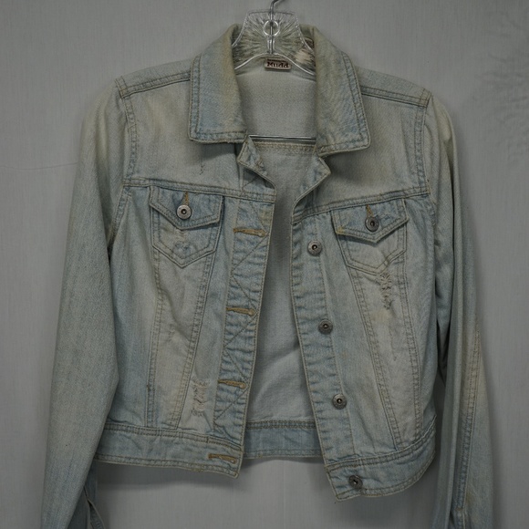Women's Mudd Distressed Jean Jacket size Medium - Picture 1 of 7